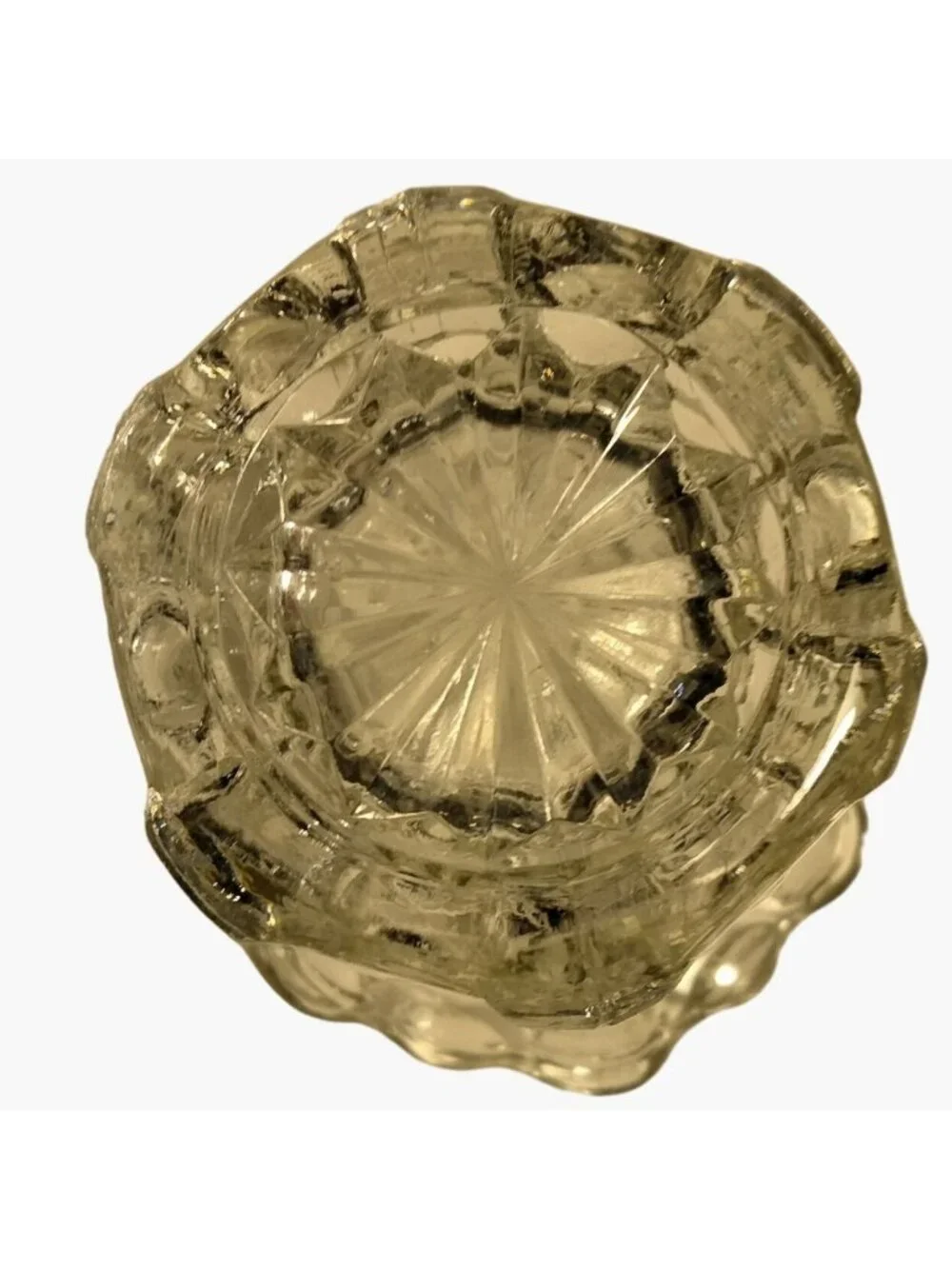 Clear Glass Hobnail Vase Buttons Scalloped Edge 5 Inch - Picture 4 of 6